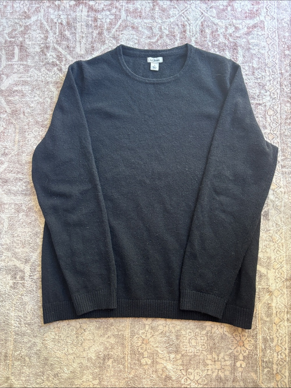L.L. Bean Men’s Black Crewneck Cashmere-Feel Sweater